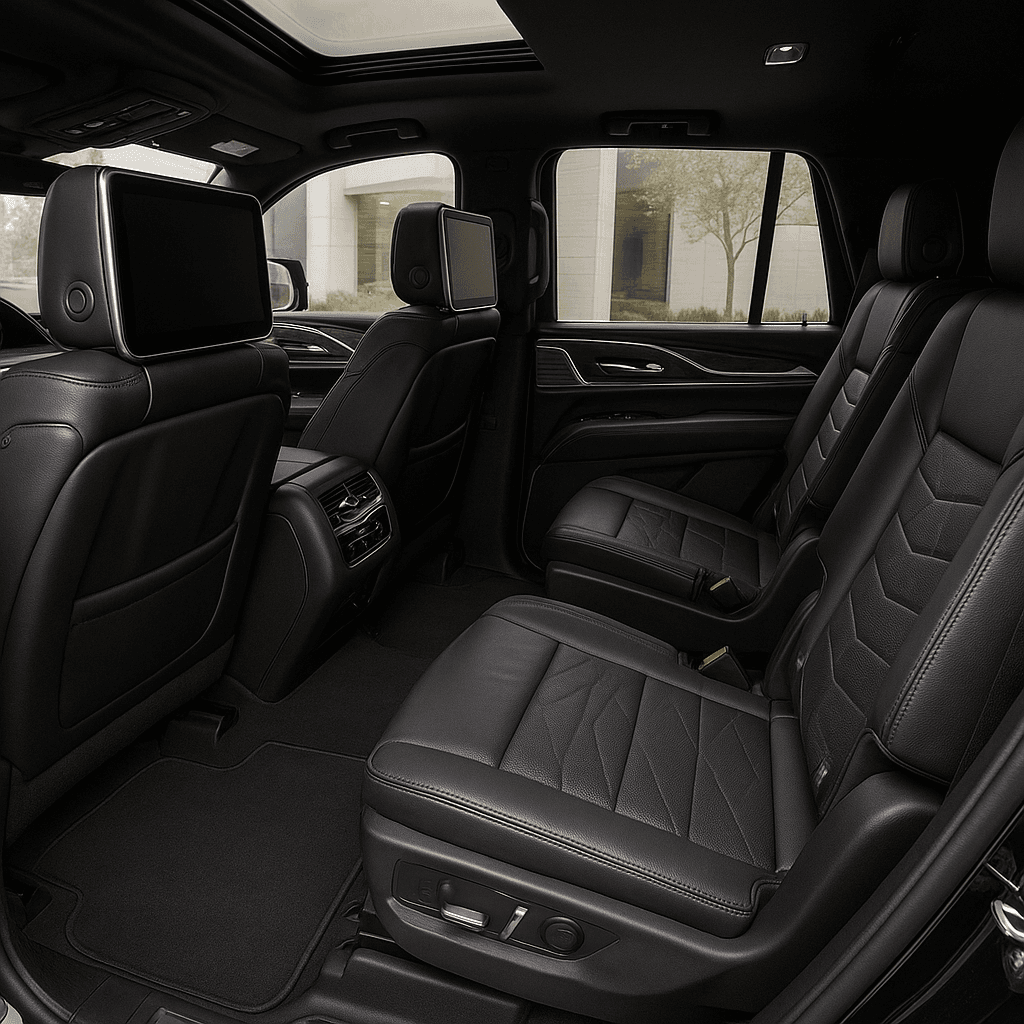 Interior of Cadillac Escalade showing spacious seating